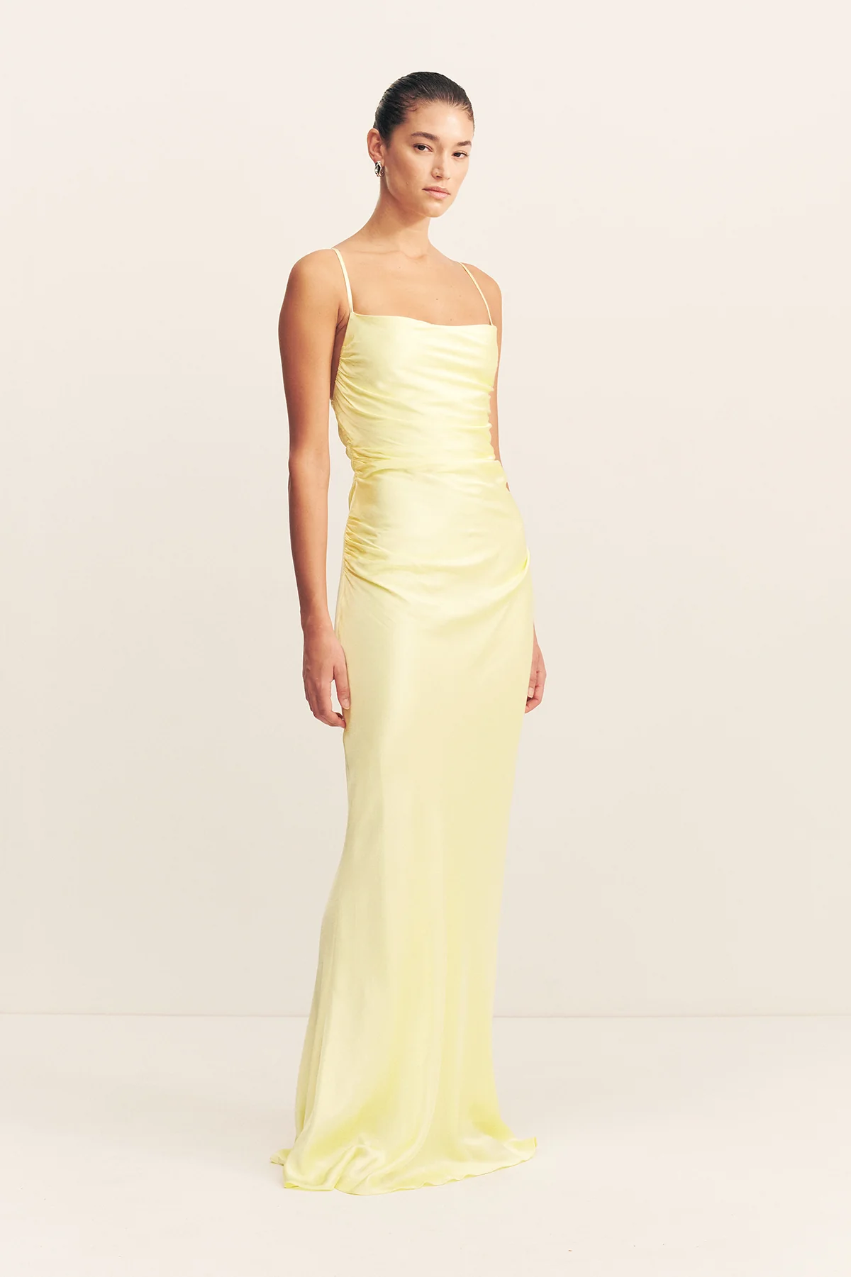 LA LUNE LACE BACK MAXI DRESS - LEMON - Image 3