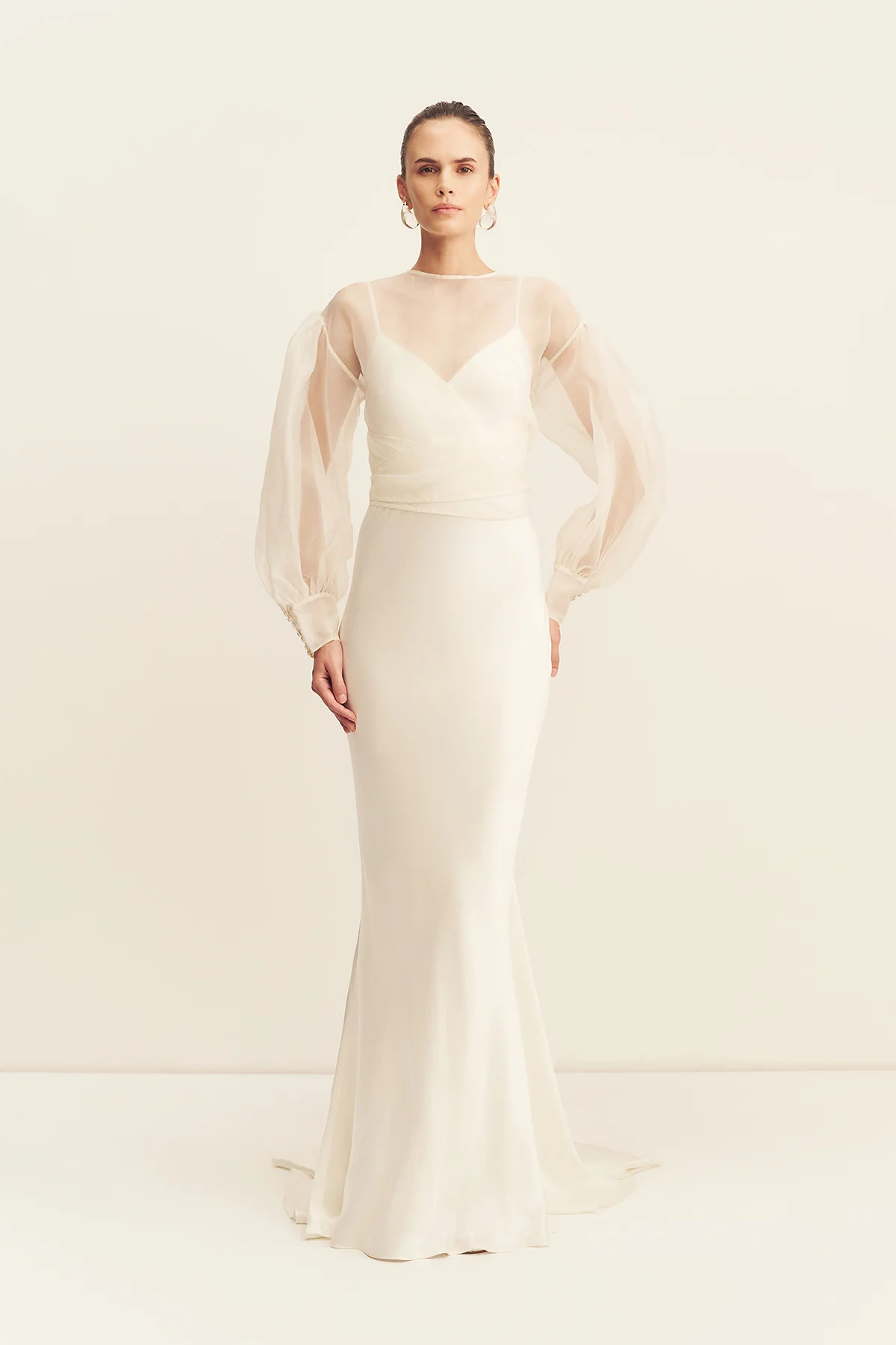 LA LUNE LIA SILK ORGANZA WRAP BLOUSE - IVORY - Image 3
