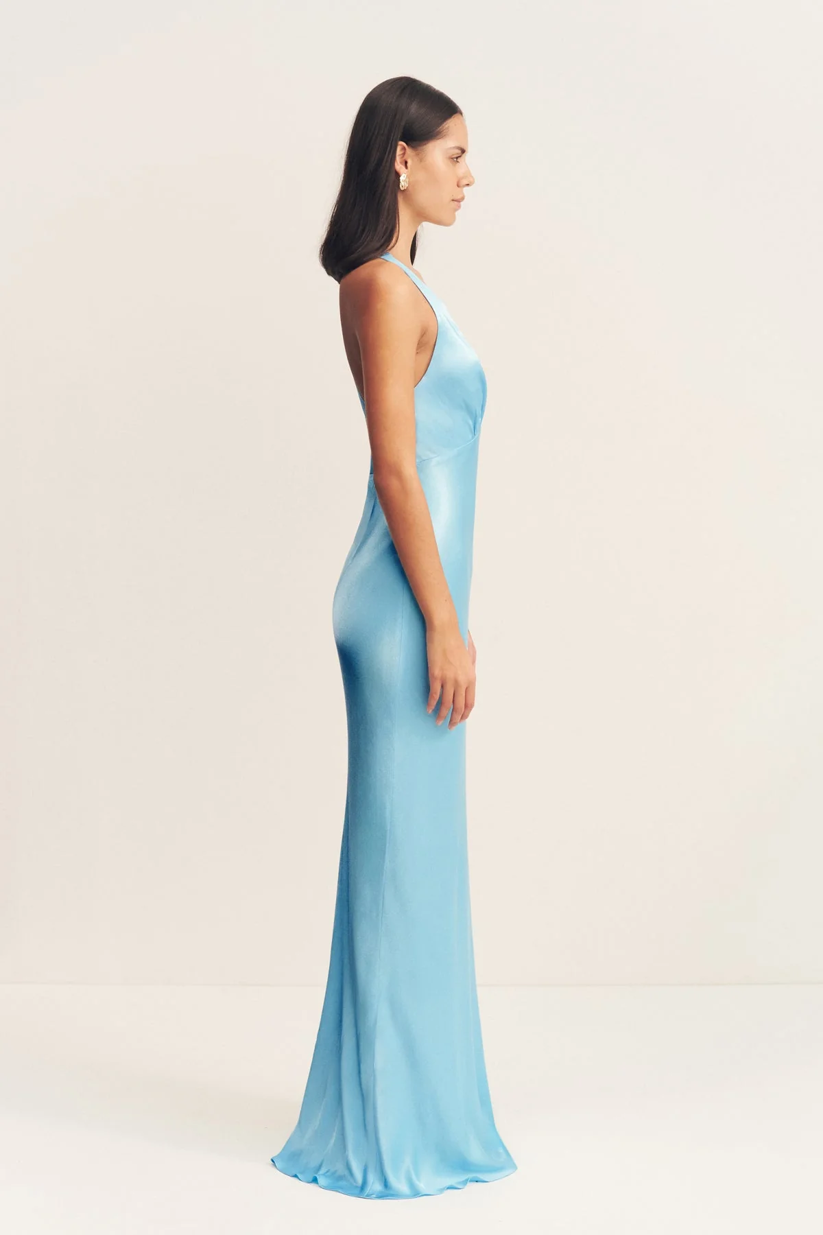 LA LUNE PLUNGED CROSS BACK MAXI DRESS - ICEBERG BLUE - Image 3