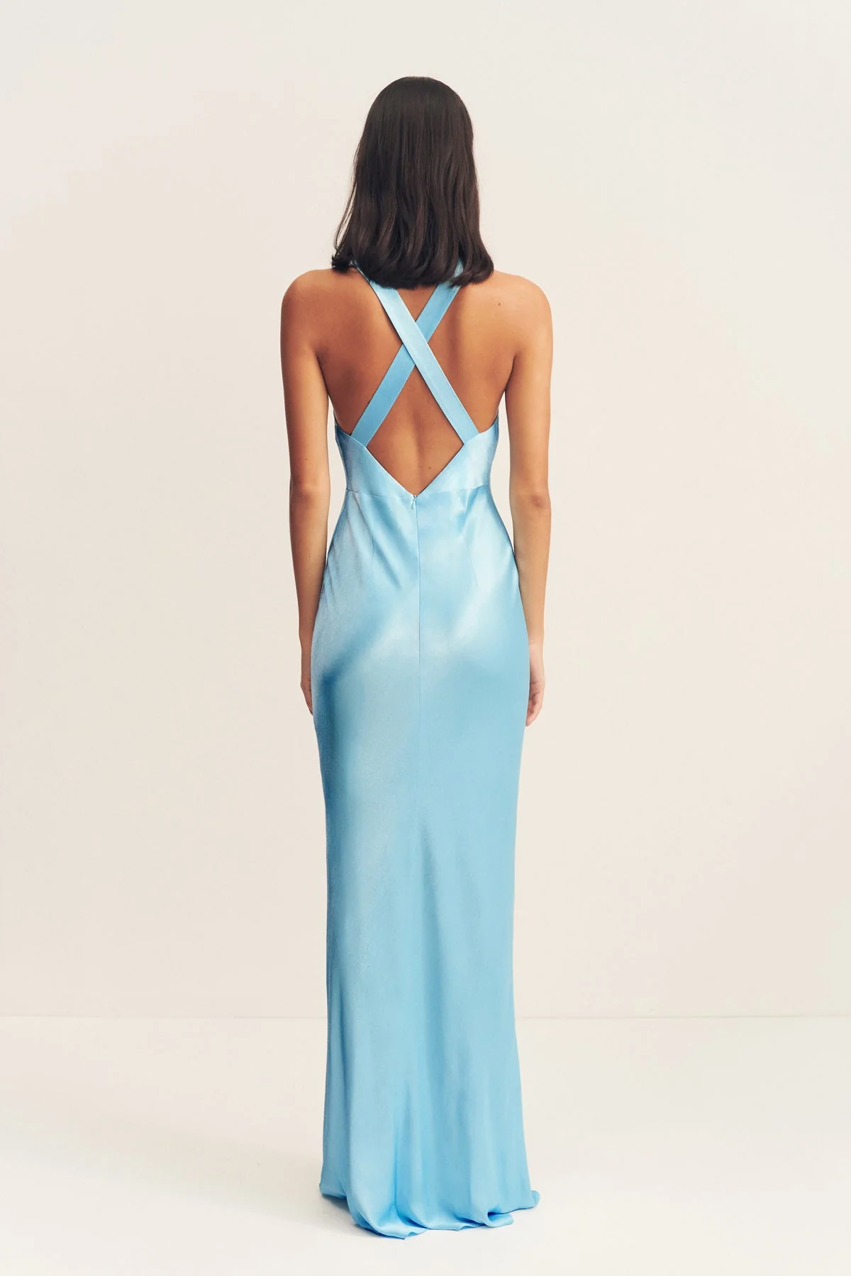 LA LUNE PLUNGED CROSS BACK MAXI DRESS - ICEBERG BLUE - Image 4