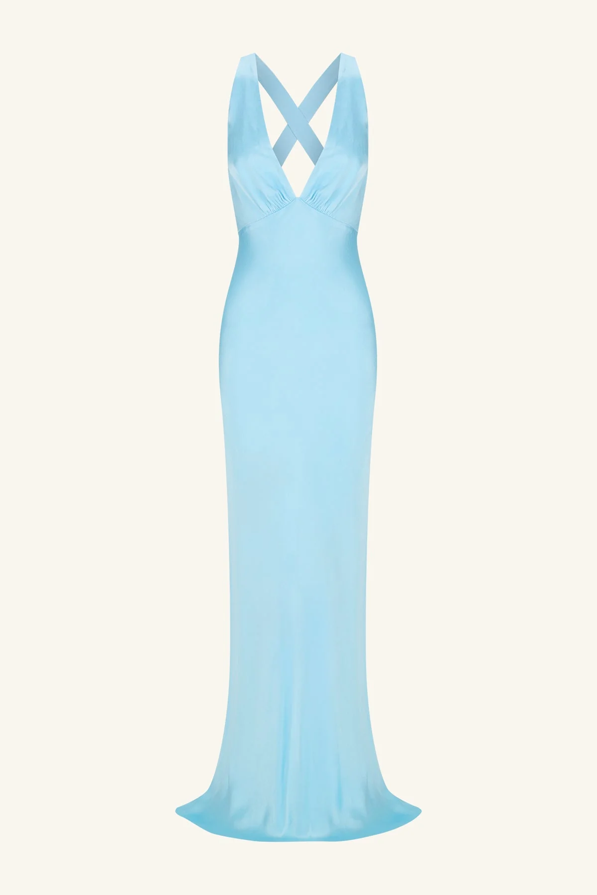 LA LUNE PLUNGED CROSS BACK MAXI DRESS - ICEBERG BLUE - Image 6