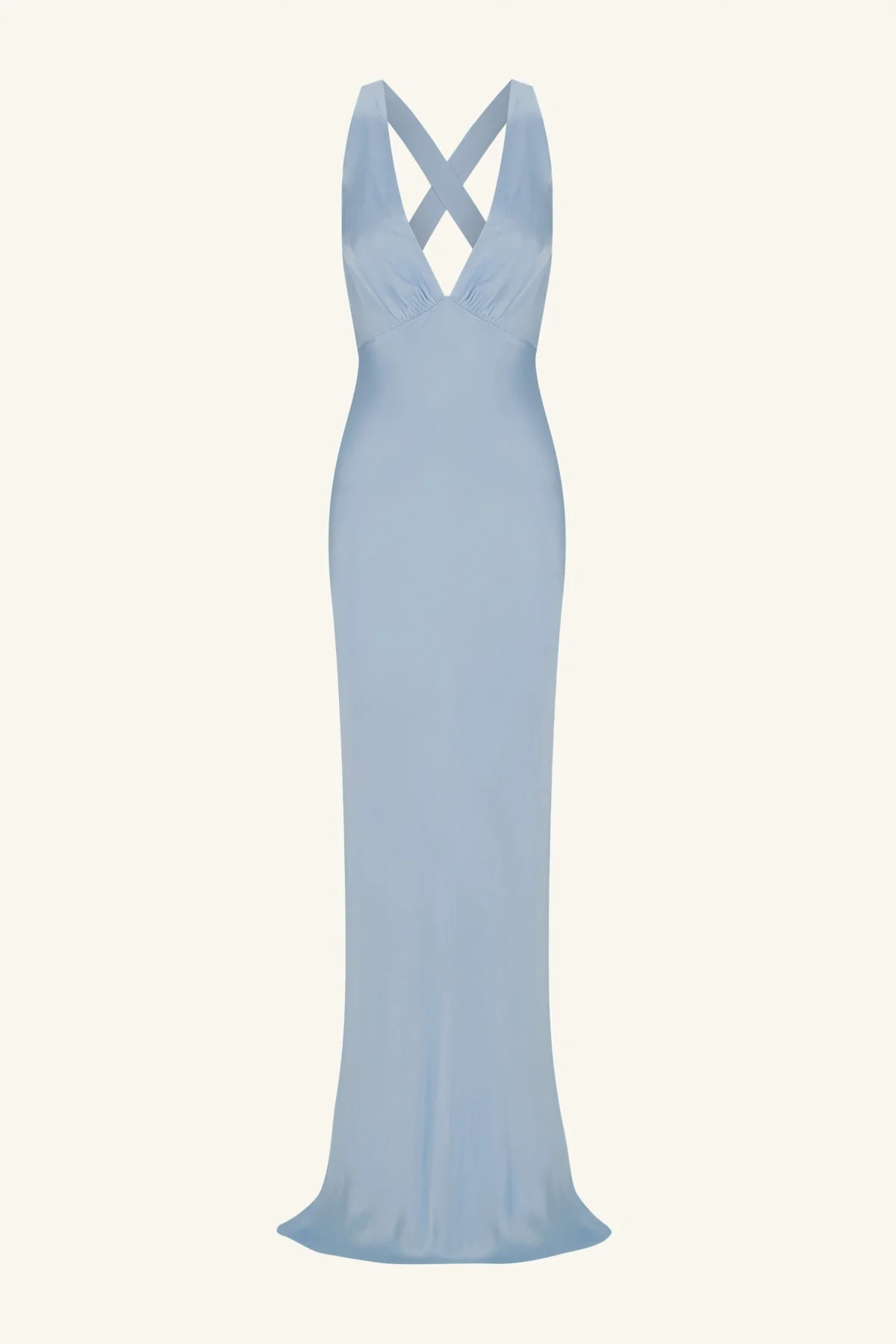 LA LUNE PLUNGED CROSS BACK MAXI DRESS - POWDER BLUE - Image 6
