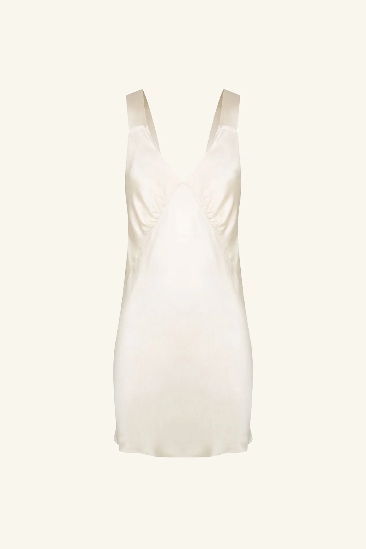 LA LUNE PLUNGED SLIP DRESS - CREAM - Image 8