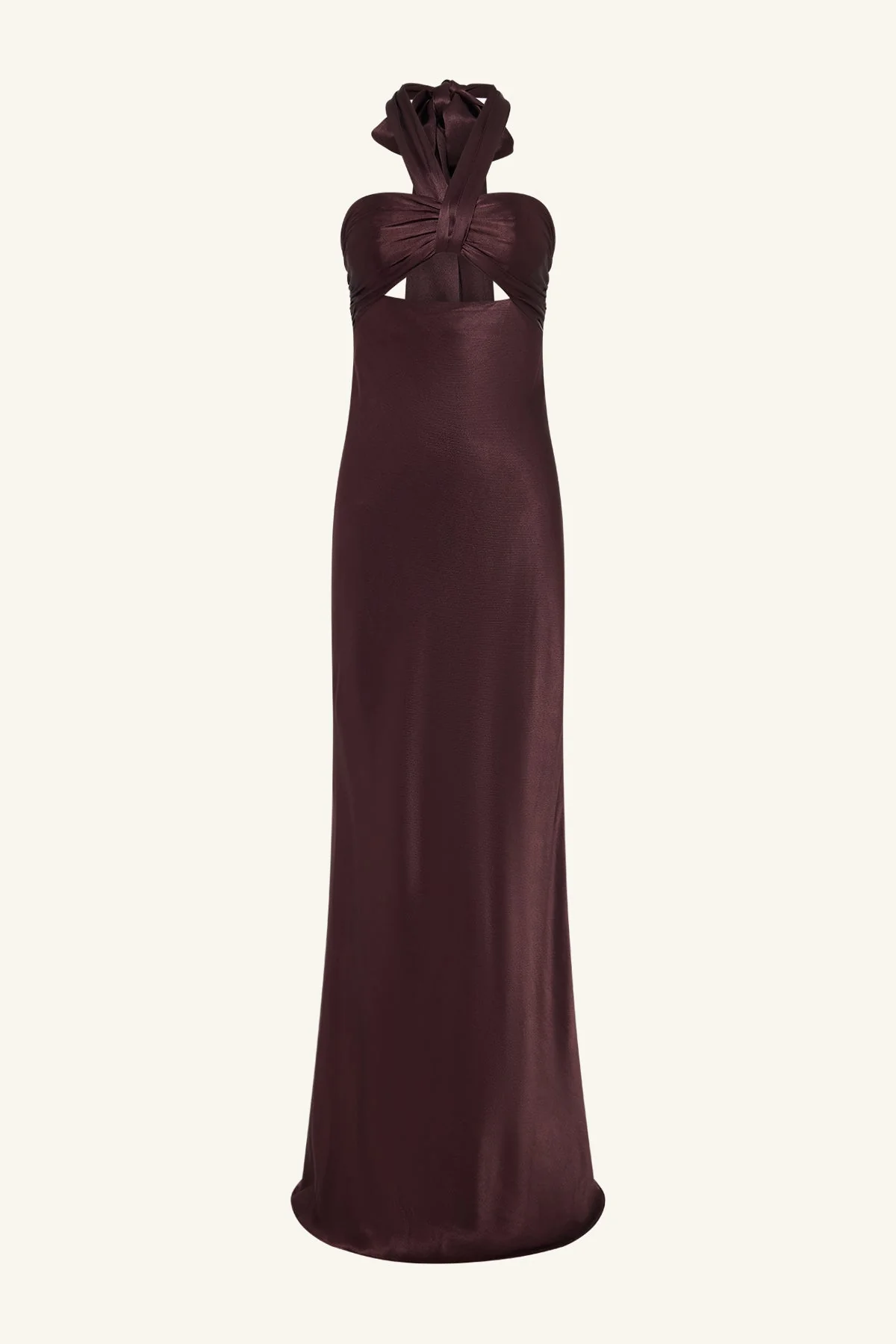 LA LUNE RUCHED HALTER MAXI DRESS - ESPRESSO - Image 8