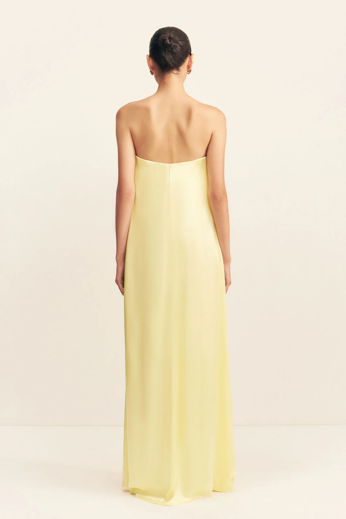 LA LUNE STRAPLESS COLUMN MAXI DRESS - LEMON - Image 5
