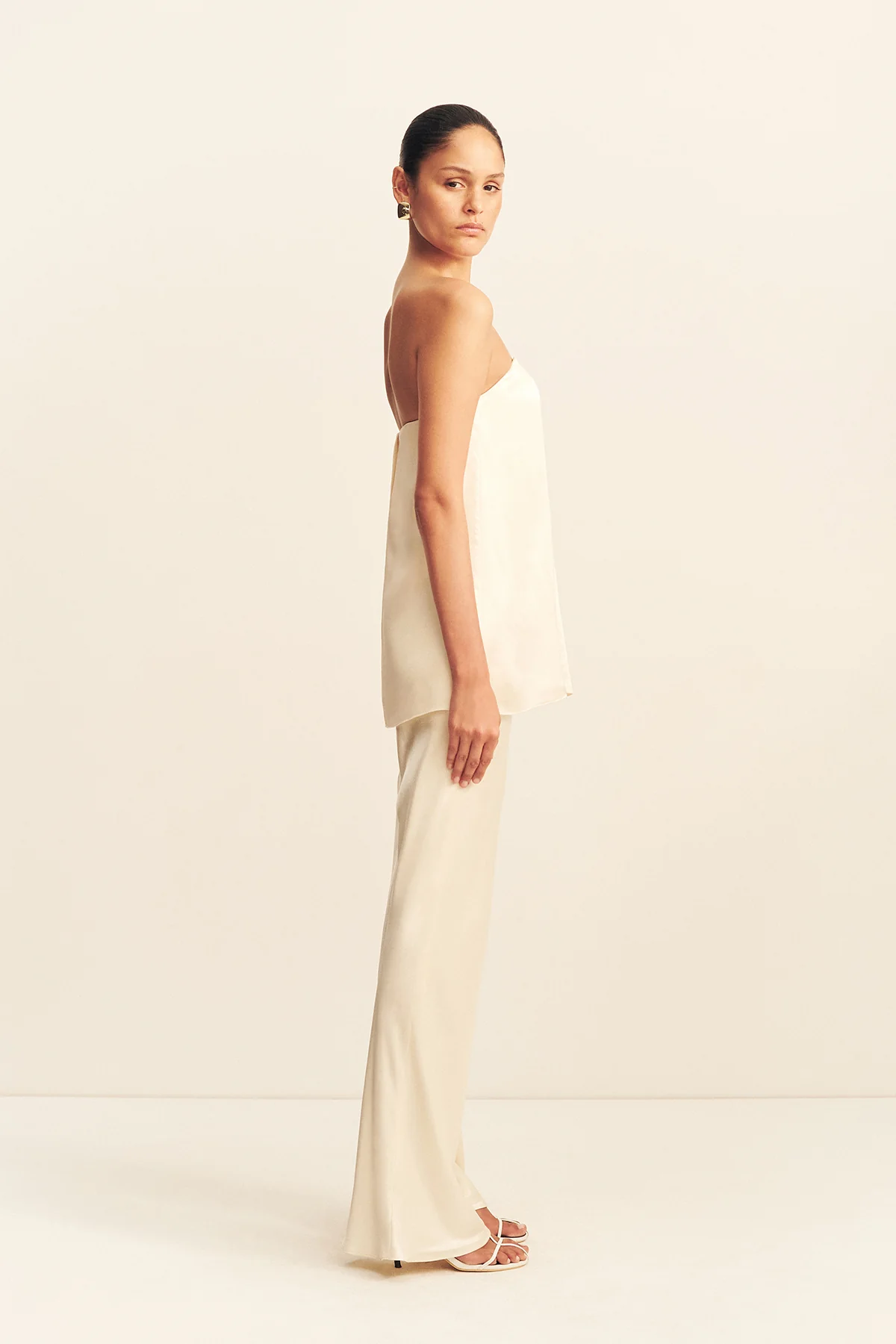 LA LUNE STRAPLESS COLUMN TOP - CREAM - Image 4