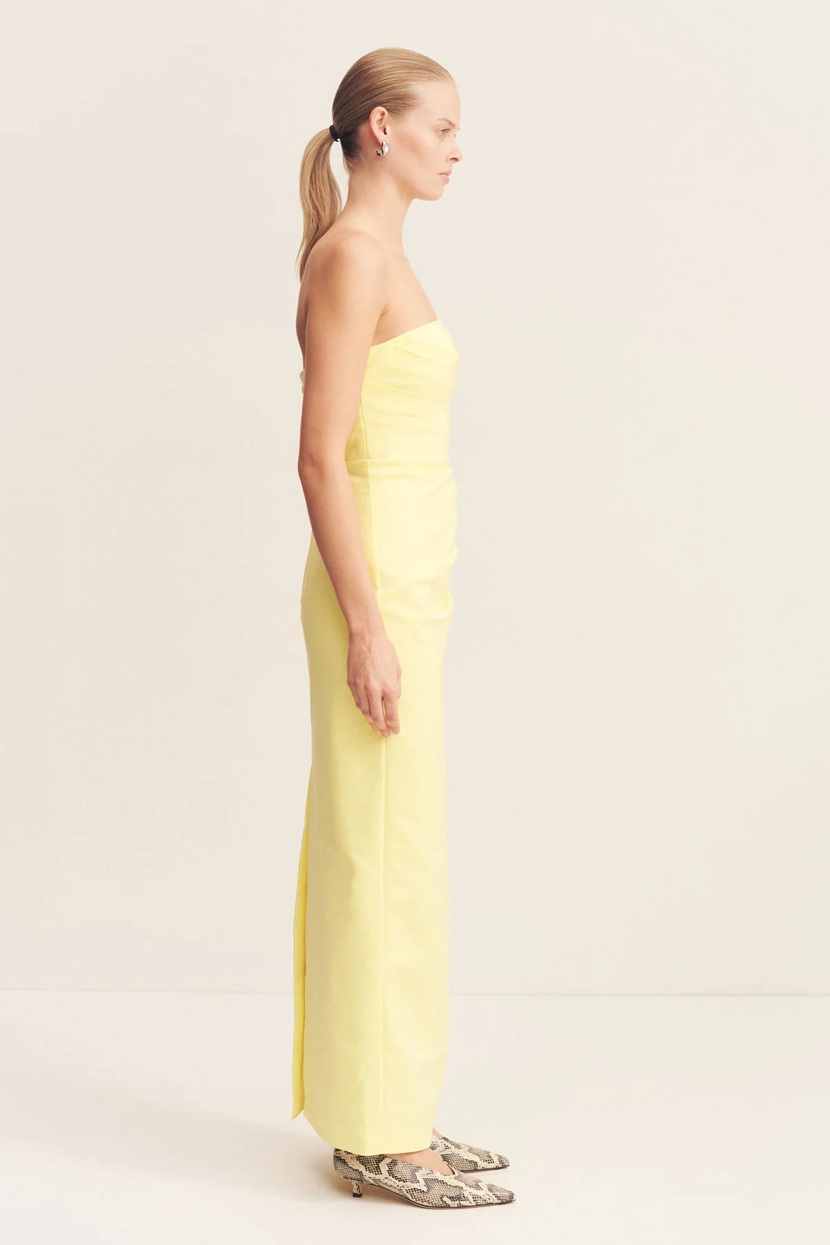 LANI STRAPLESS DRAPED MAXI DRESS - LEMONADE - Image 3