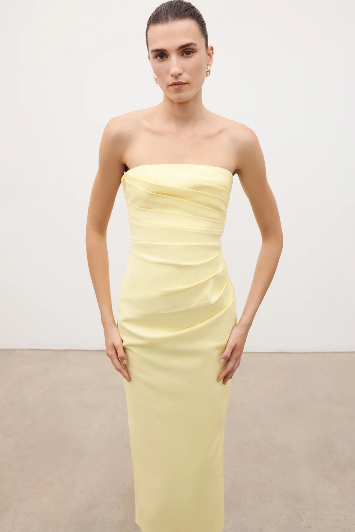 LANI STRAPLESS DRAPED MAXI DRESS - LEMONADE - Image 6