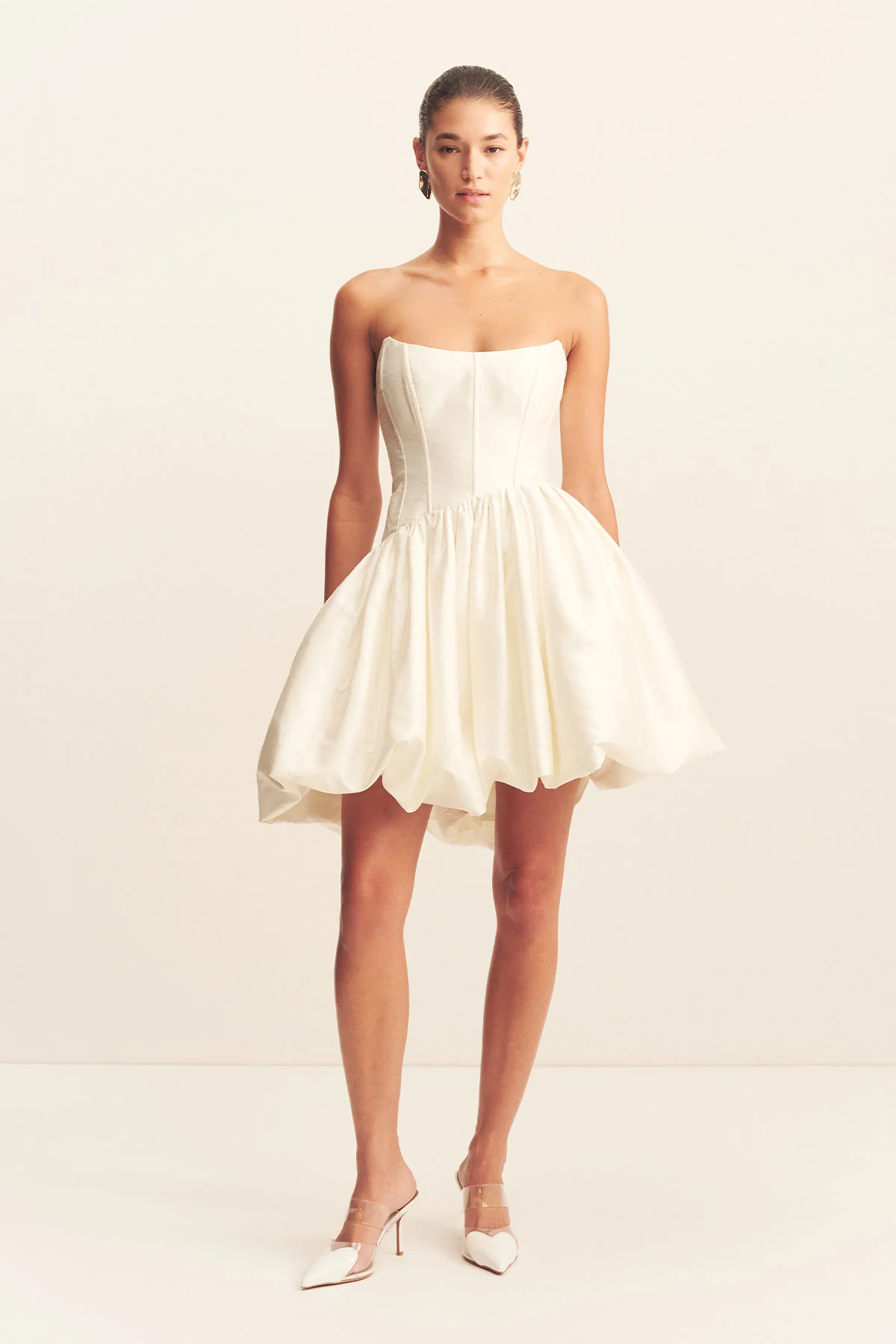 LUCERO 100% SILK HIGH LOW CORSET GOWN - IVORY - Image 2