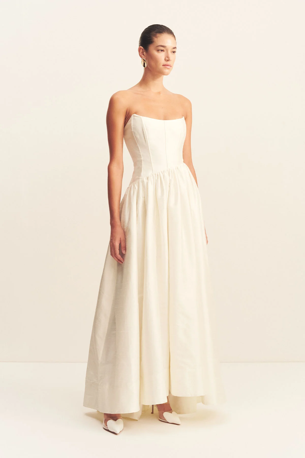 LUCERO 100% SILK HIGH LOW CORSET GOWN - IVORY - Image 3