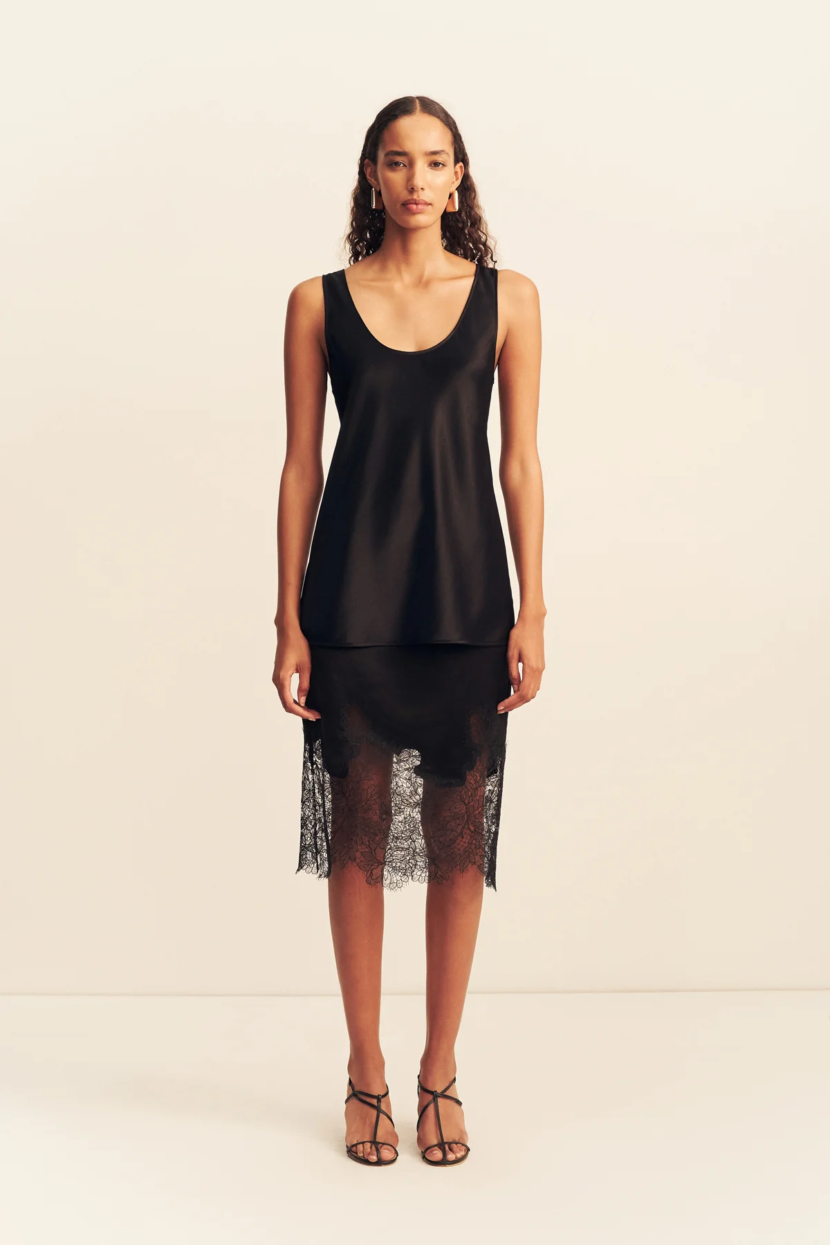 LUCIA LACE KNEE LENGTH SKIRT - BLACK - Image 5