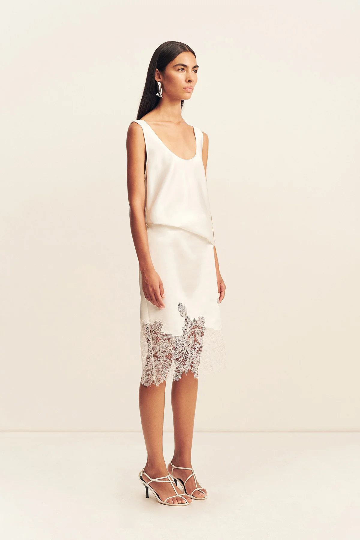 LUCIA LACE KNEE LENGTH SKIRT - IVORY - Image 3