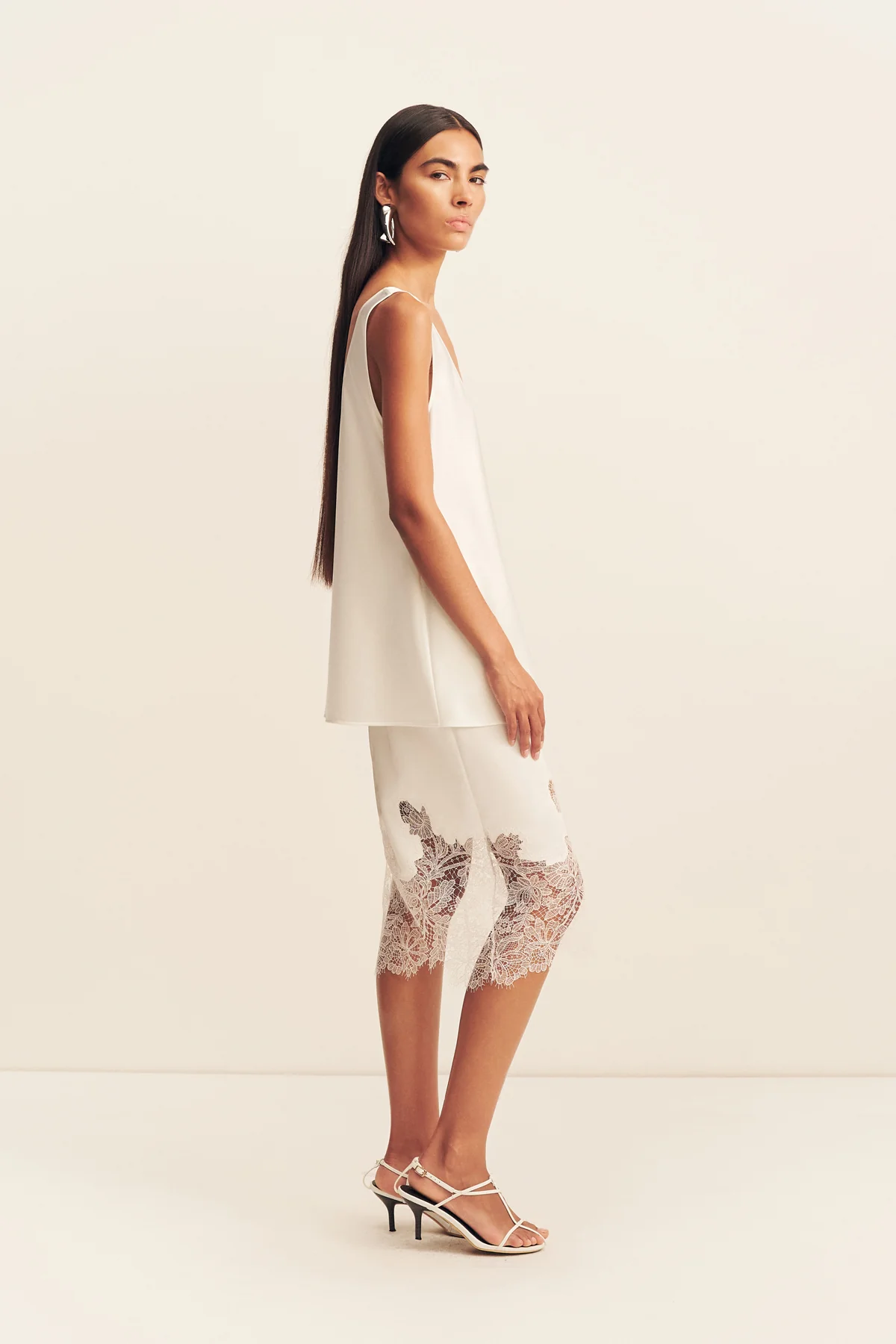 LUCIA LACE KNEE LENGTH SKIRT - IVORY - Image 4