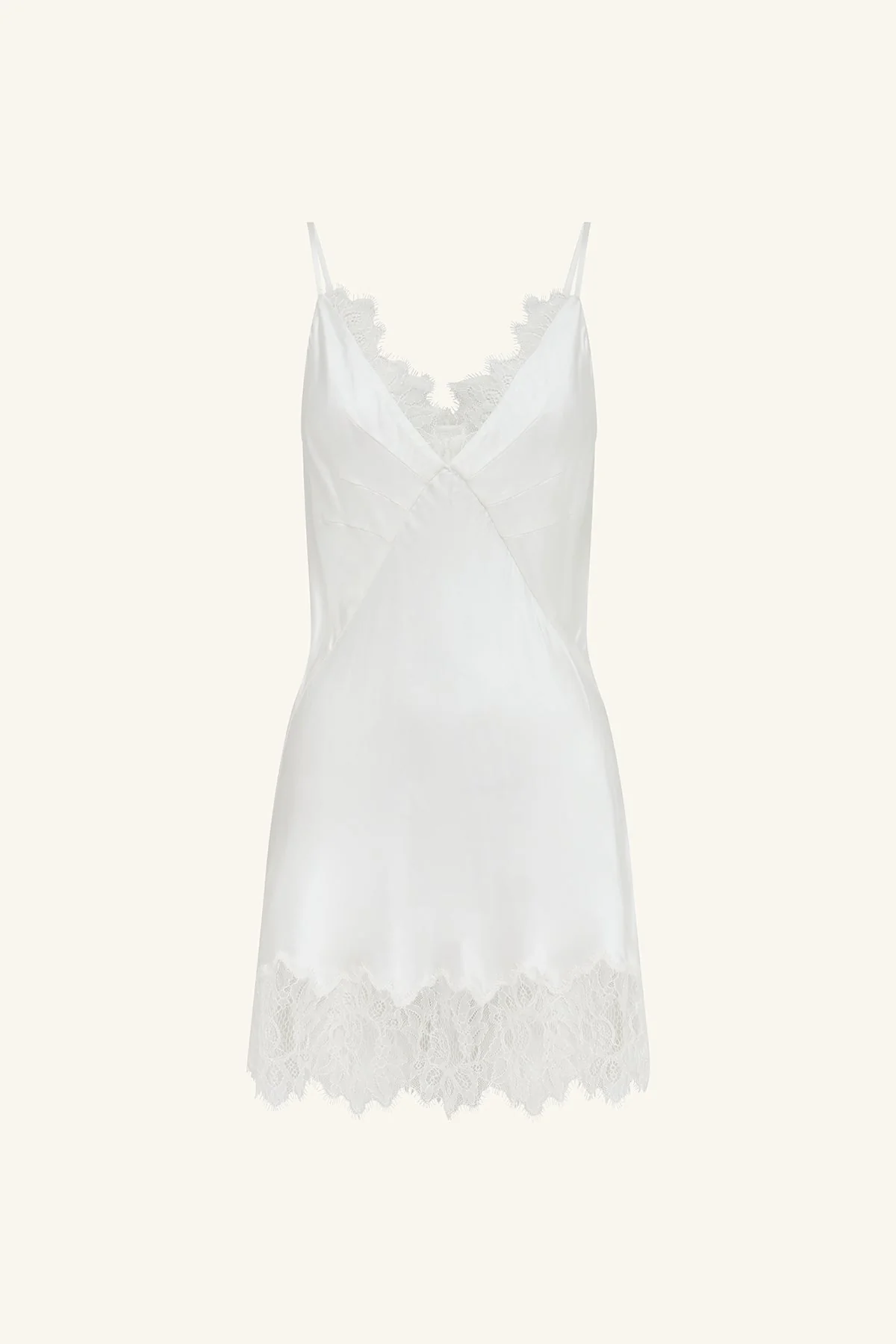 LUSTRE LACE SLIP MINI DRESS - IVORY - Image 7
