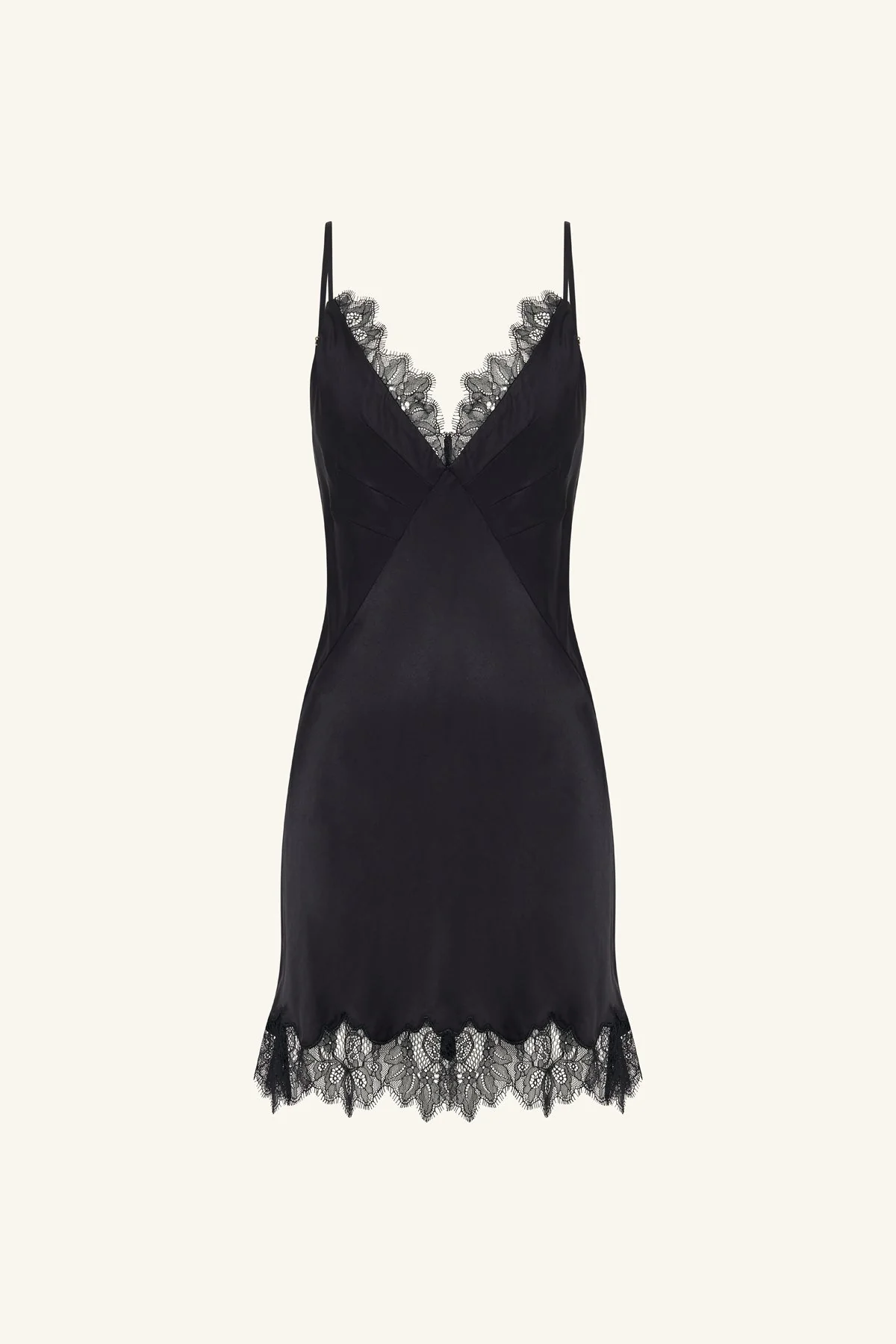 MAISIE LACE SLIP MINI DRESS - BLACK - Image 8