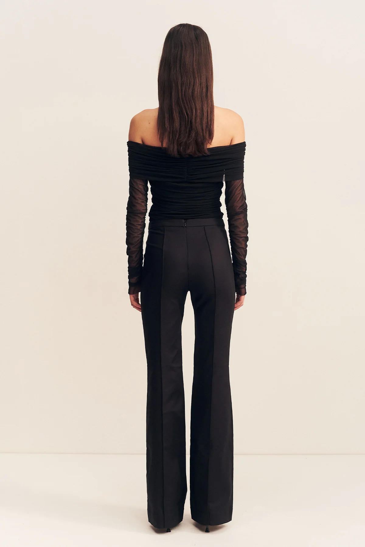 MIRA LONG SLEEVE OFF SHOULDER TOP - BLACK - Image 4