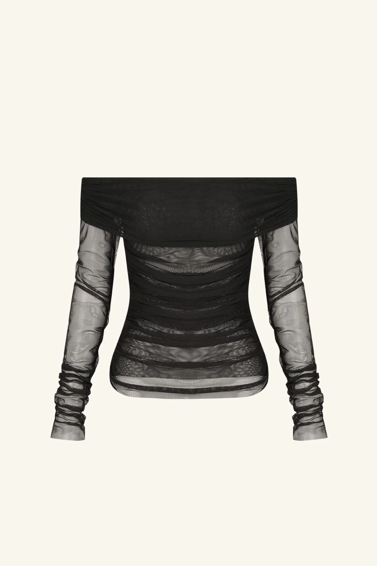 MIRA LONG SLEEVE OFF SHOULDER TOP - BLACK - Image 7