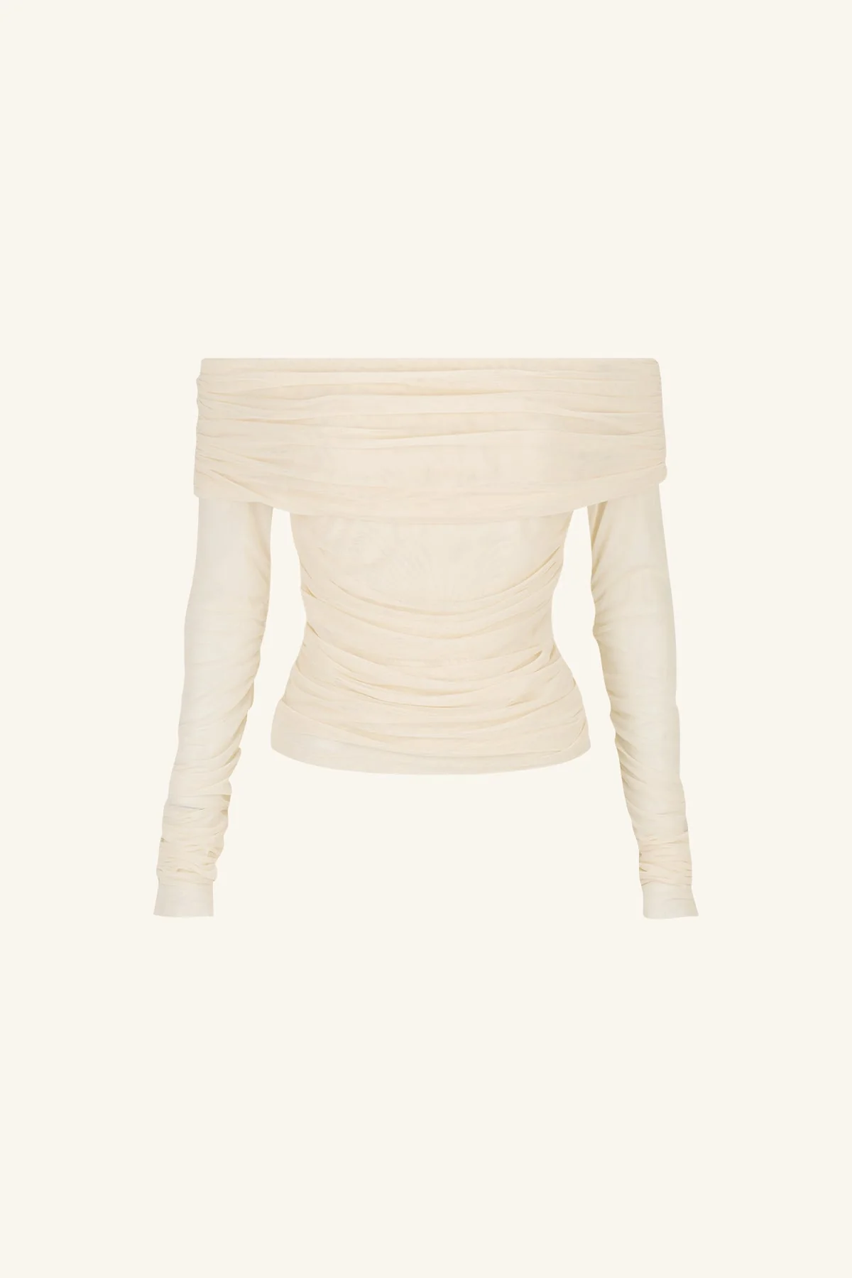 MIRA LONG SLEEVE OFF SHOULDER TOP - IVORY - Image 7