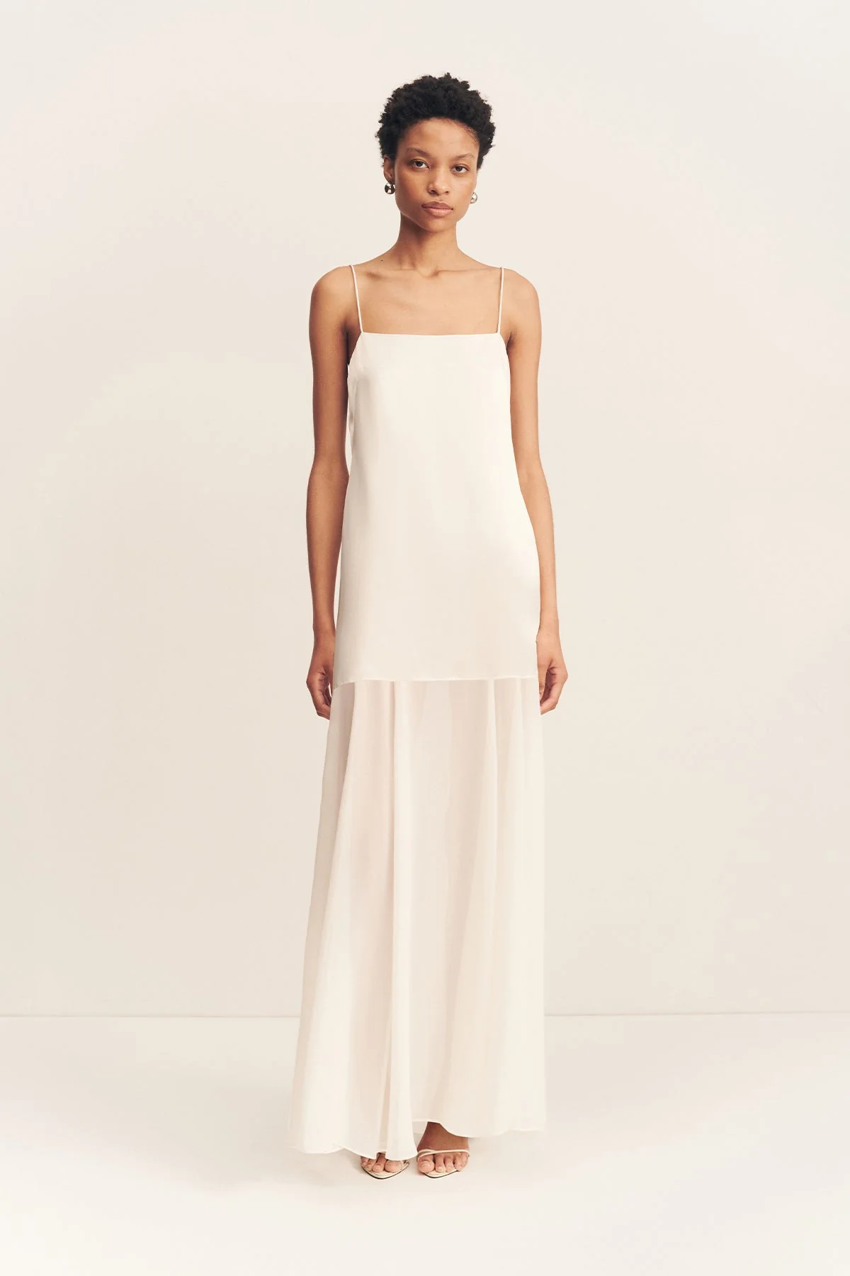 MORAYA DROPPED WAIST MAXI DRESS - IVORY