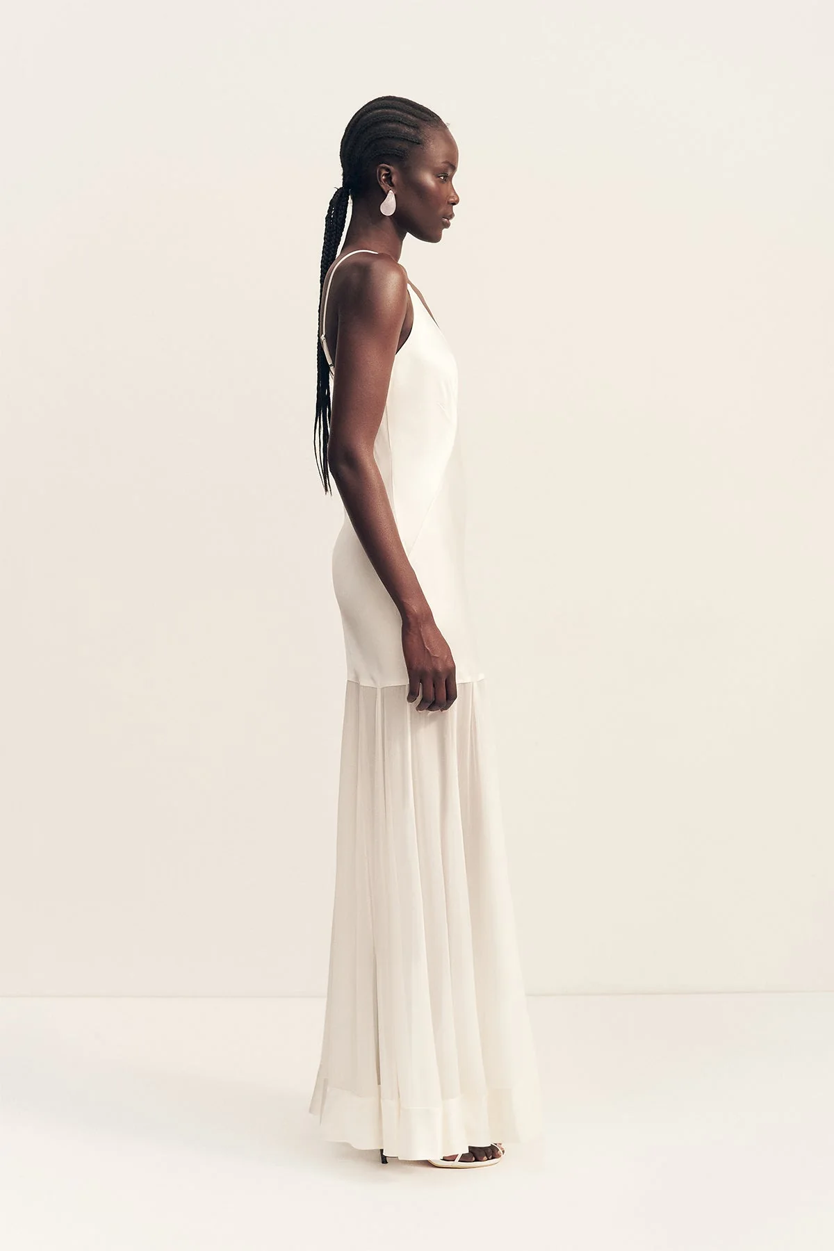 MORAYA PLUNGED MAXI DRESS - IVORY - Image 4