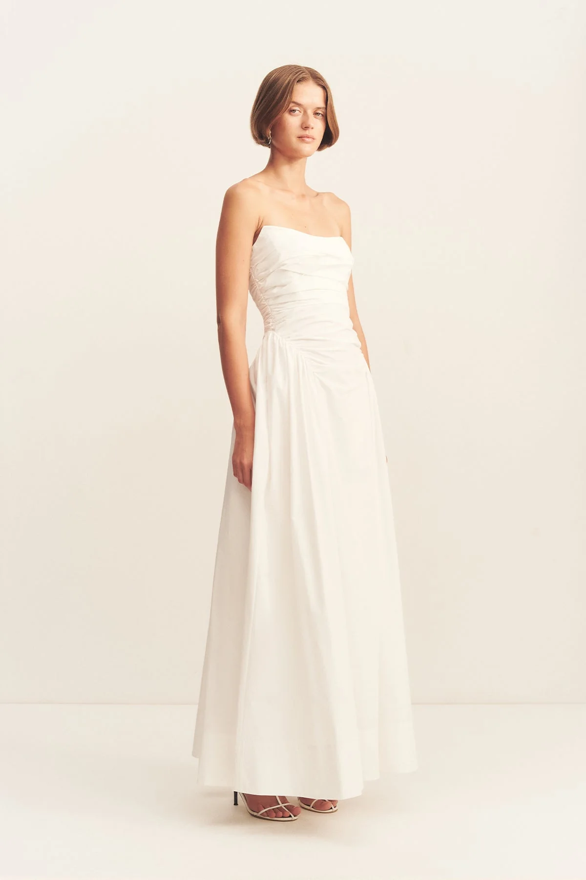 MORTON STRAPLESS PANELLED MAXI DRESS - WHITE - Image 3