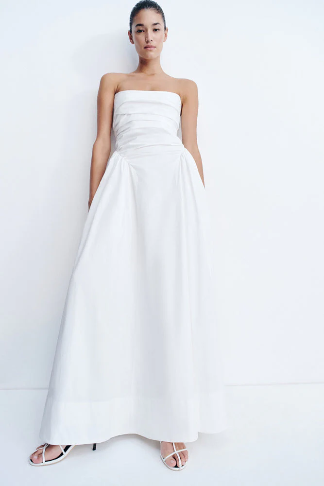 MORTON STRAPLESS PANELLED MAXI DRESS - WHITE - Image 5