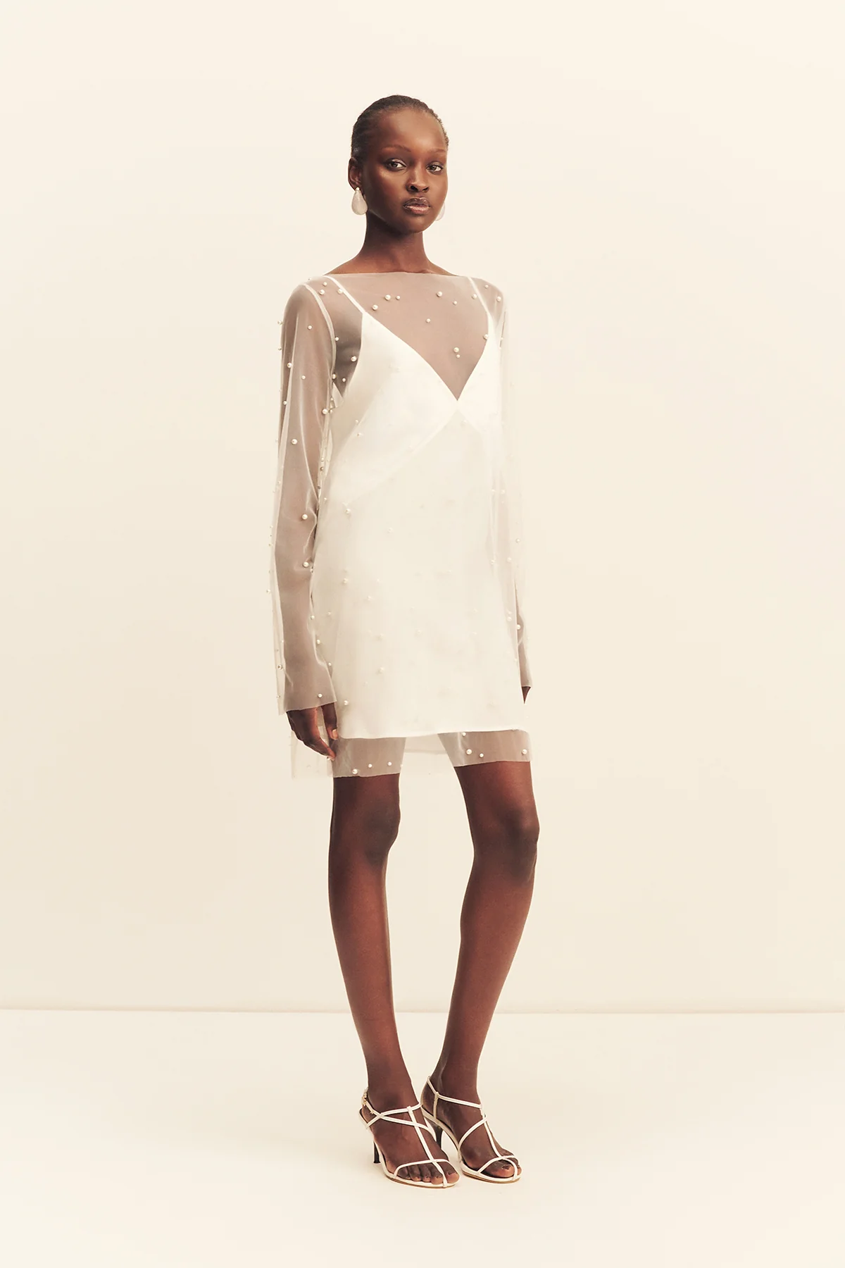 OPALINE SHEER PEARL MINI DRESS - Image 3