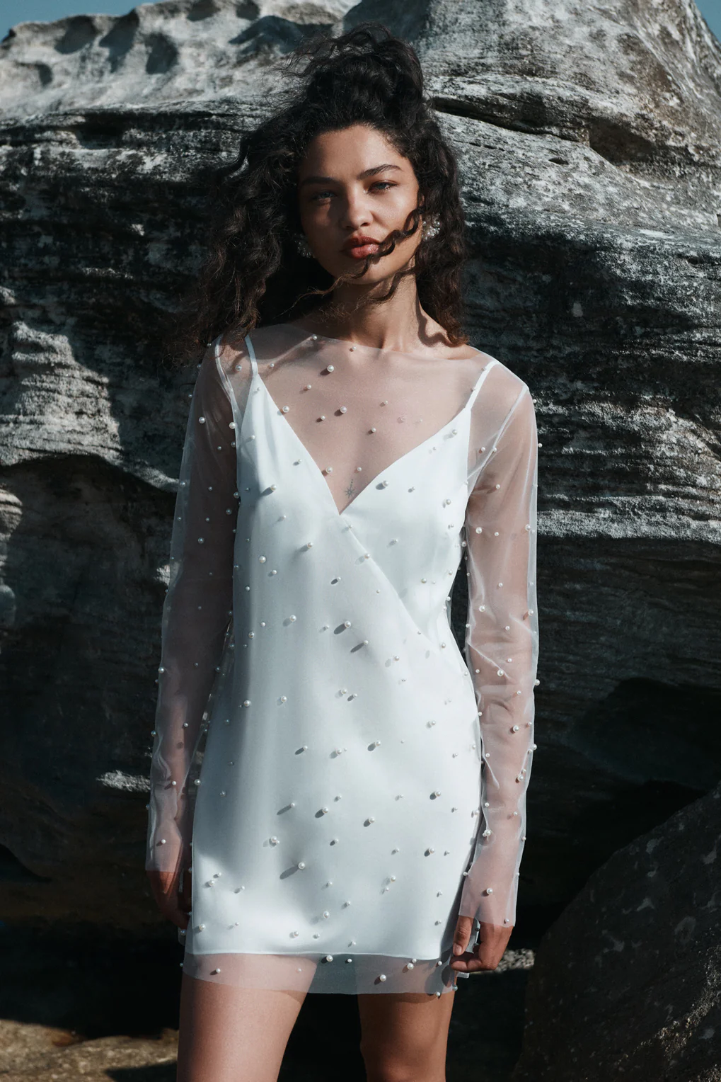 OPALINE SHEER PEARL MINI DRESS - Image 6