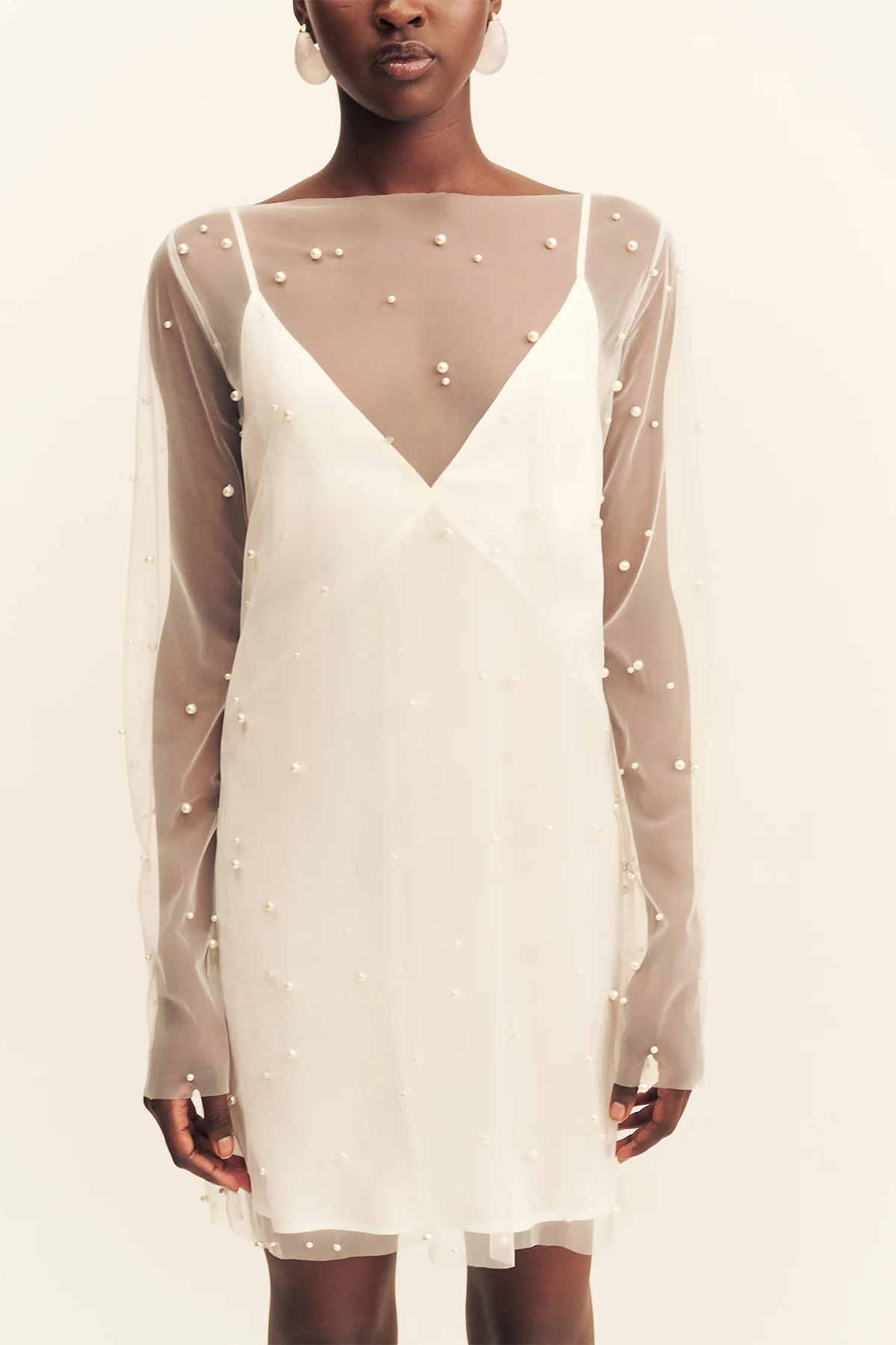 OPALINE SHEER PEARL MINI DRESS - Image 7