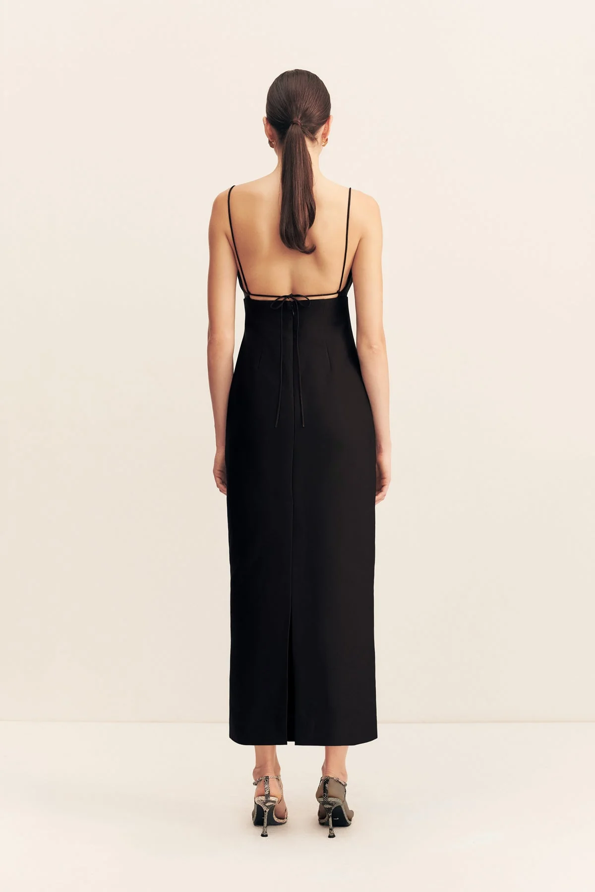 OTIS DRAPED HIGH NECK MIDI DRESS - BLACK - Image 5