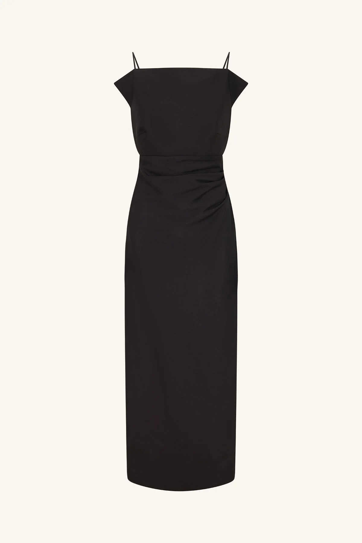 OTIS DRAPED HIGH NECK MIDI DRESS - BLACK - Image 8