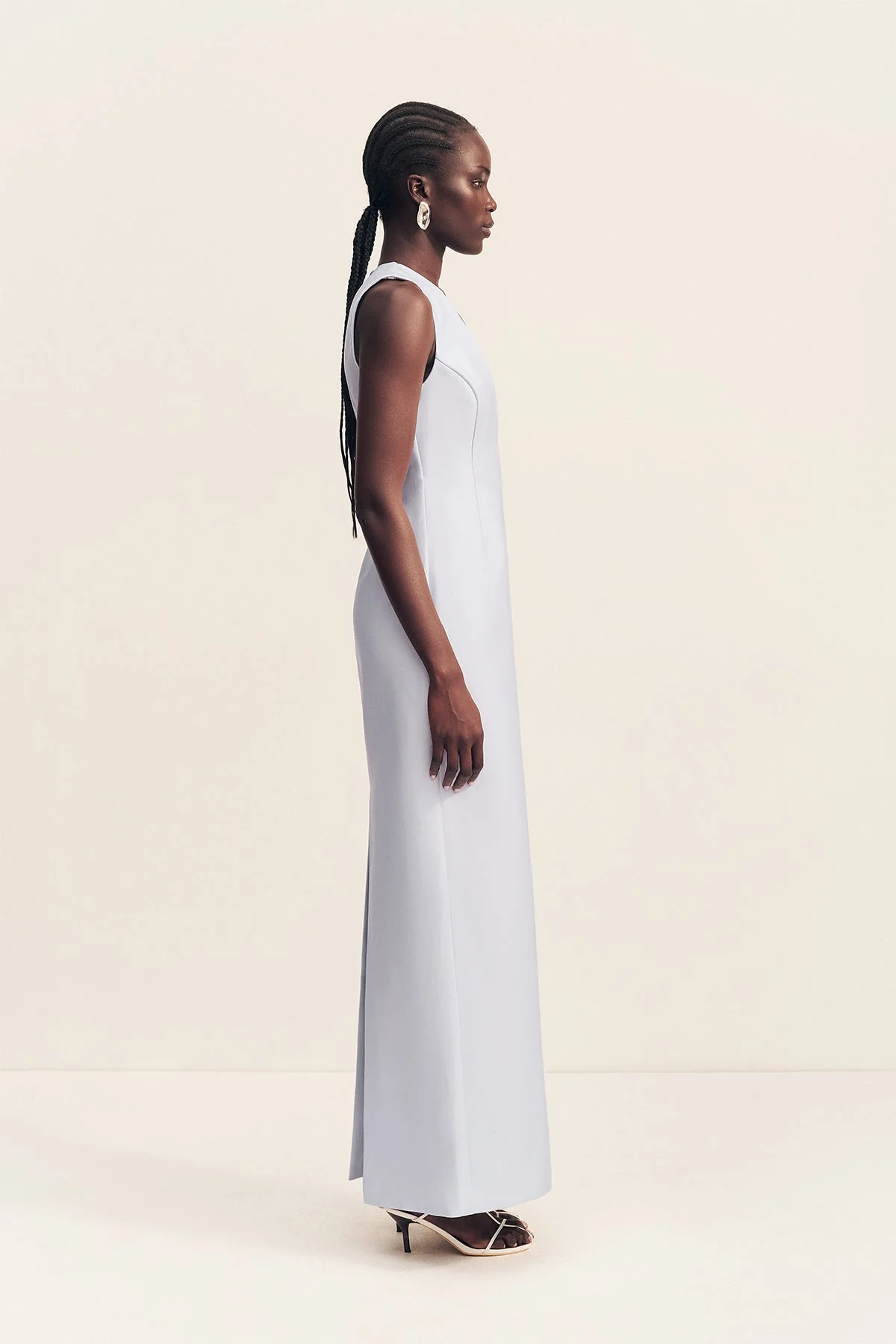 OTIS PLUNGED FITTED MAXI DRESS - SKY - Image 4