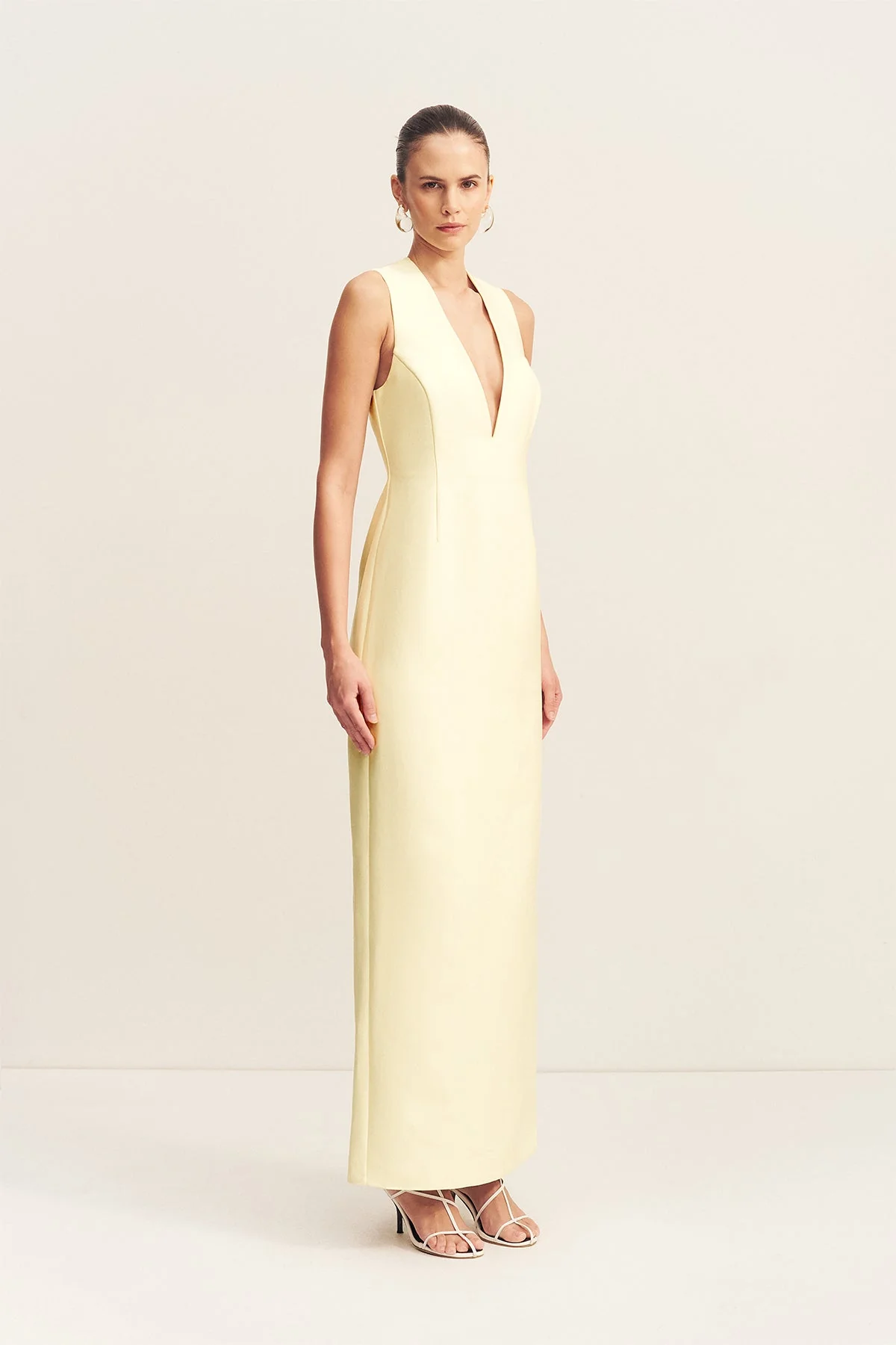 OTIS PLUNGED FITTED MAXI DRESS - YUZU - Image 3