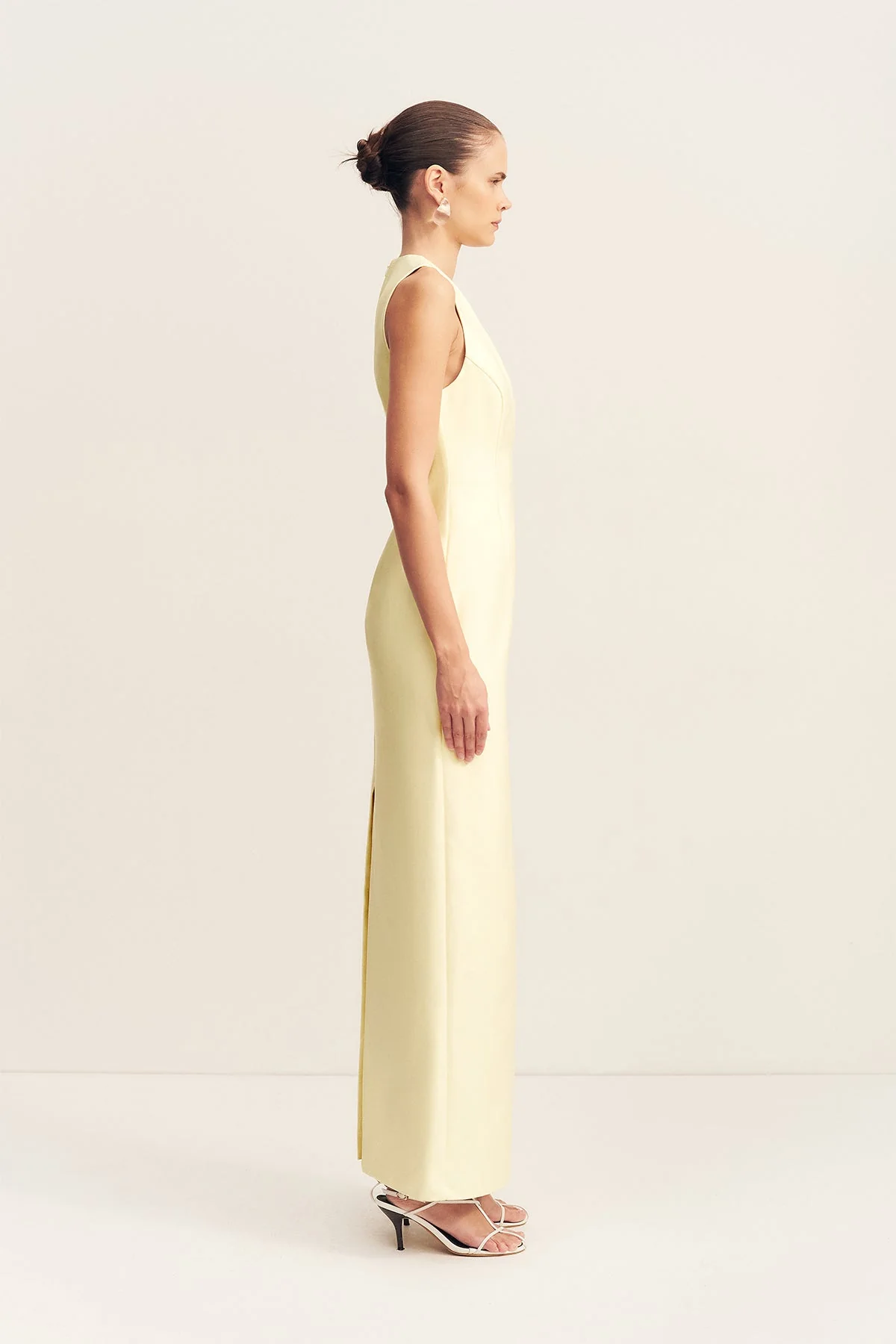 OTIS PLUNGED FITTED MAXI DRESS - YUZU - Image 4
