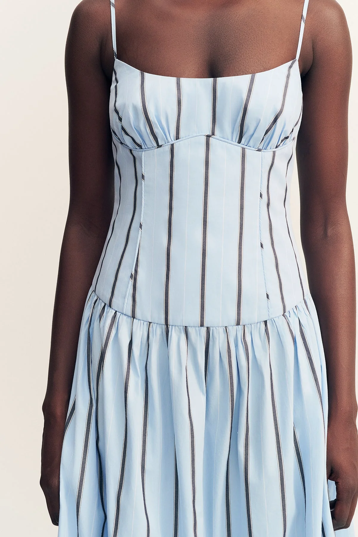 SAXON COTTON PANELLED BUSTIER MAXI DRESS - Image 6