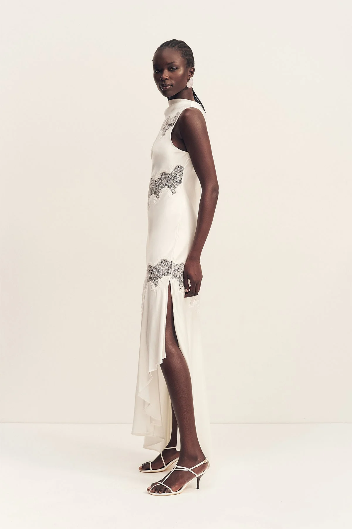 SIMONA ASYMMETRICAL PANELLED MAXI DRESS - IVORY - Image 4