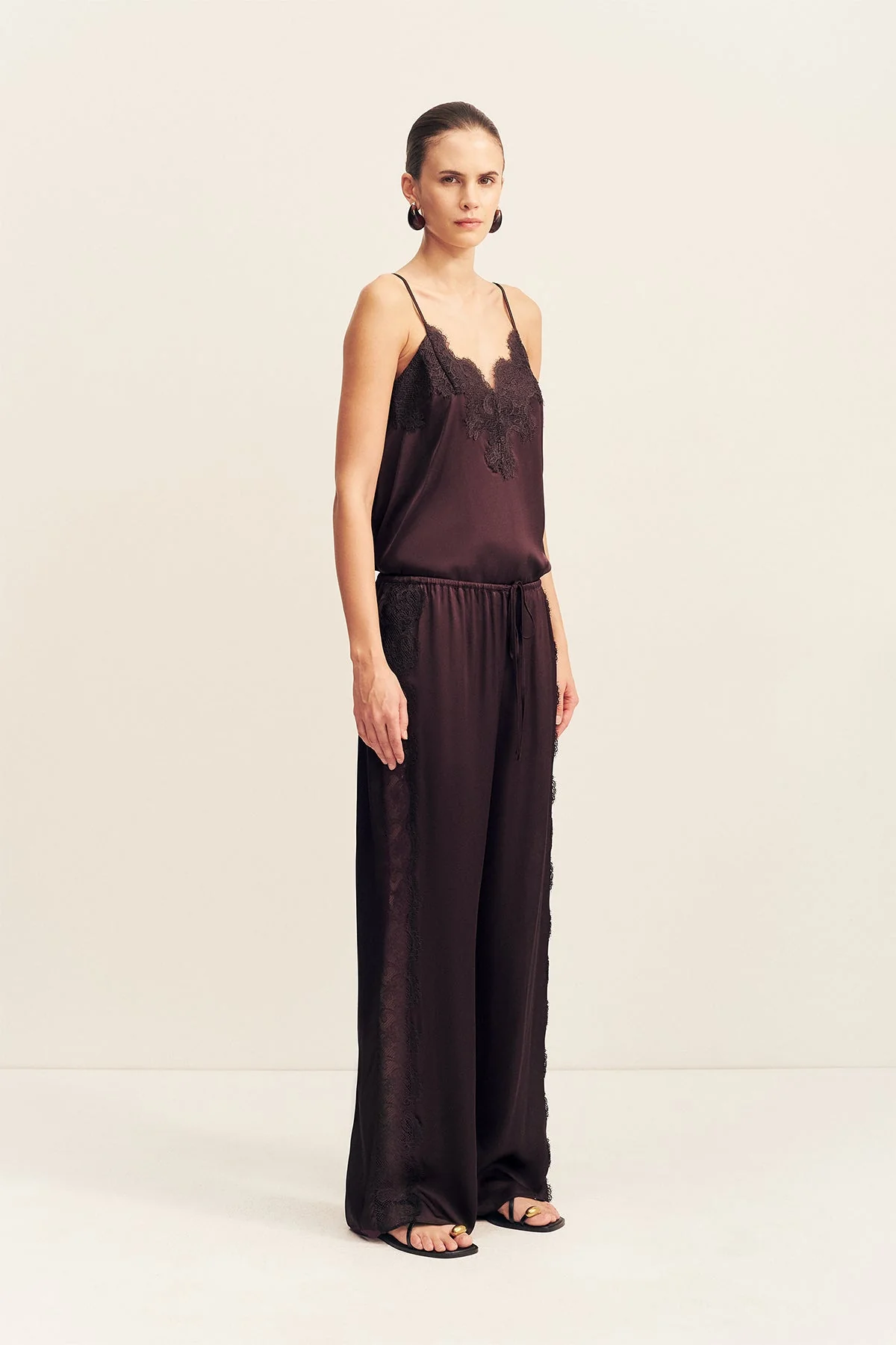SIMONA LACE SIDE PANEL PANT - ESPRESSO - Image 3