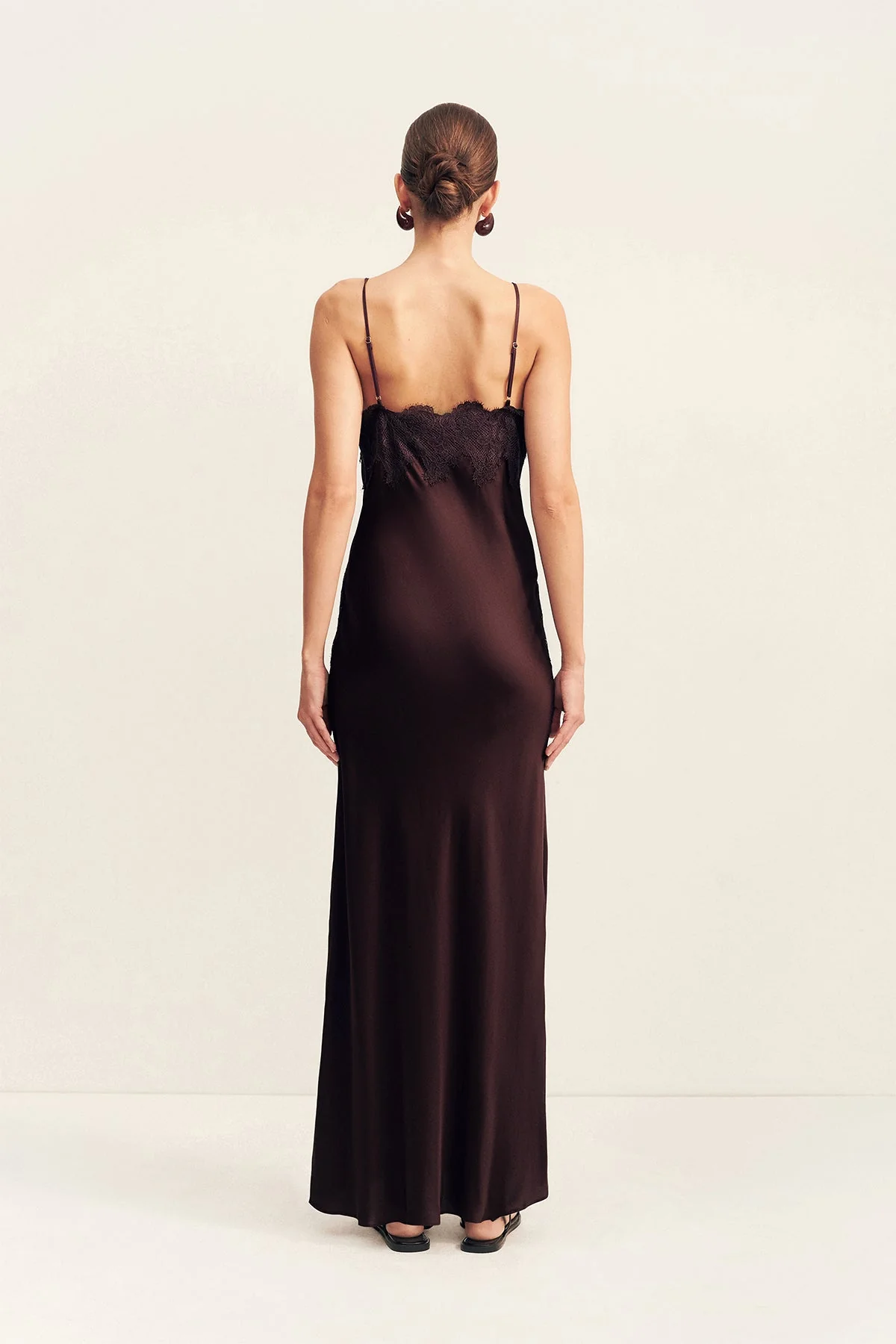 SIMONA LACE SLIP MAXI DRESS - ESPRESSO - Image 5