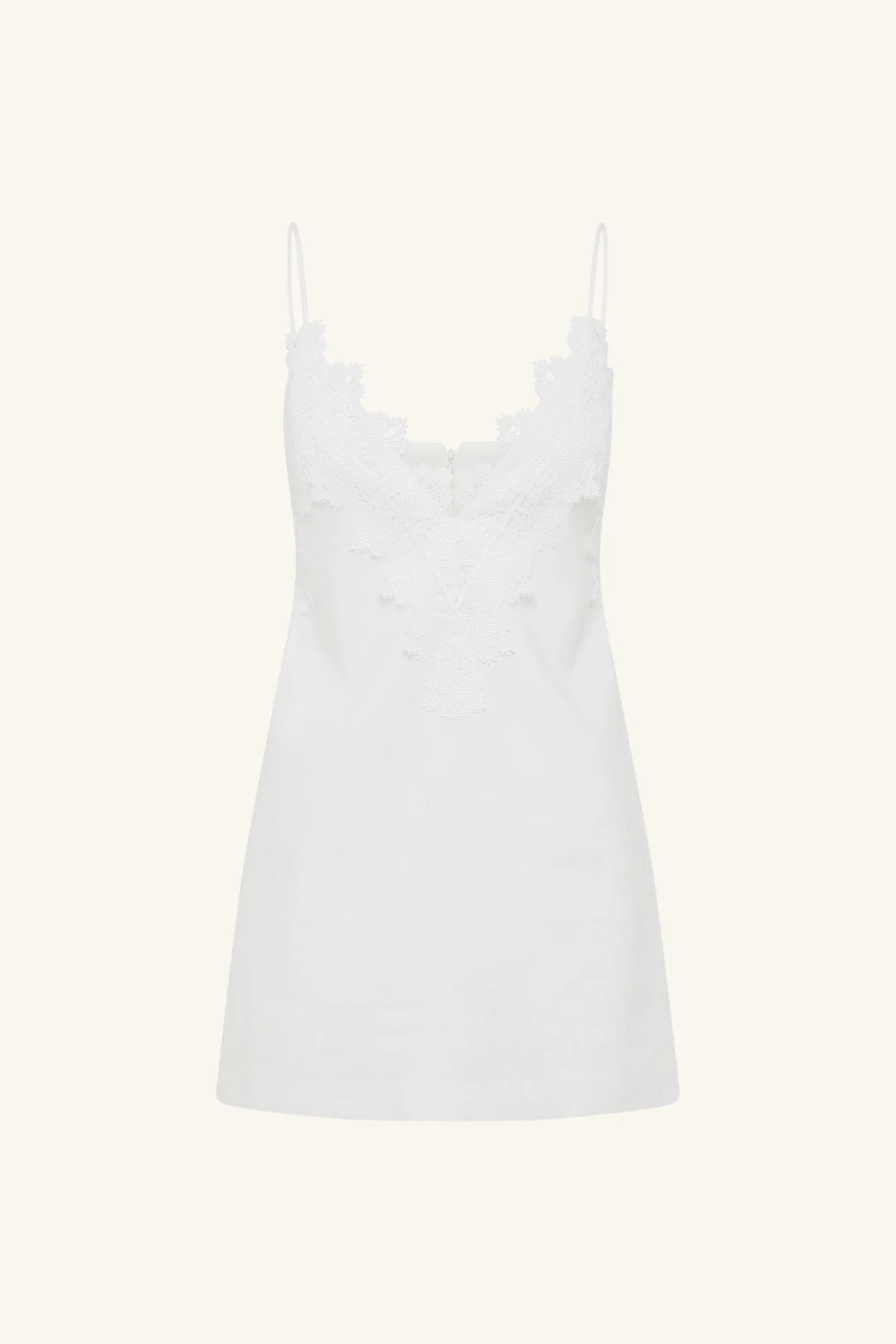 TOILE LINEN LACE MINI DRESS - IVORY - Image 8