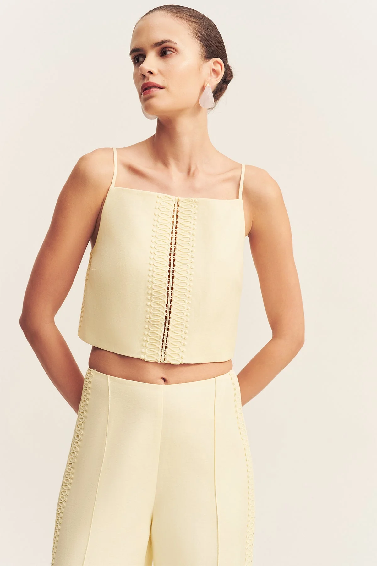 WRIGHT LACE LINEN BLEND CROPPED CAMI - Image 2